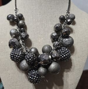 Vintage Necklace With Clusters Of Varying Gray Beads